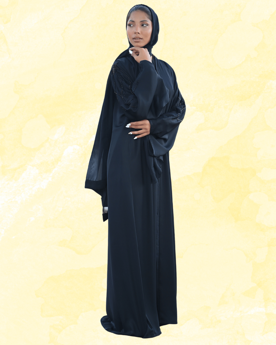 NIDA ABAYA WITH HAND EMBROIDERY